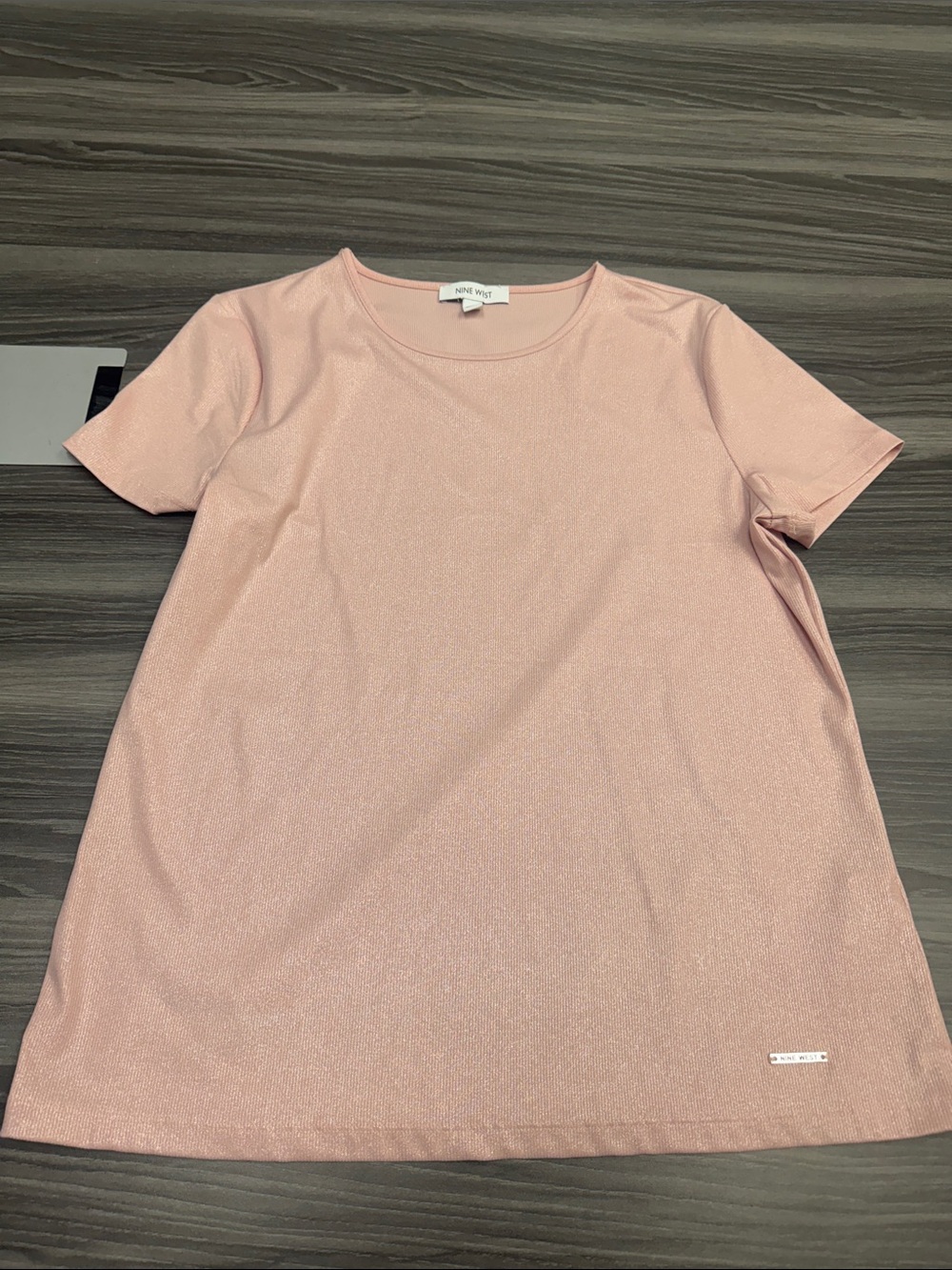 Nine West Shimmery Light Pink Short Sleeve Blouse